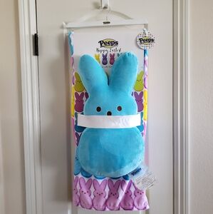 Peeps Easter Bunny Plush Throw Blanket with Blue Plushie Set 50" x 60" NWT